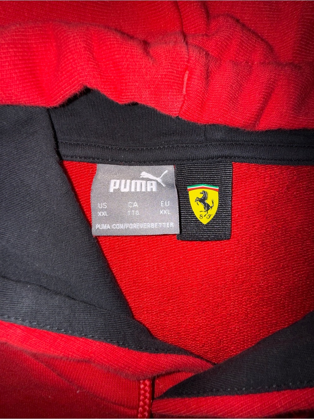Men’s Puma x Scuderia Ferrari Big Shield Hoodie Red/Black Size XXL - Picture 3 of 7